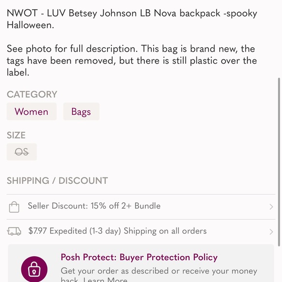 NWOT Betsey Johnson backpack - Picture 5 of 5